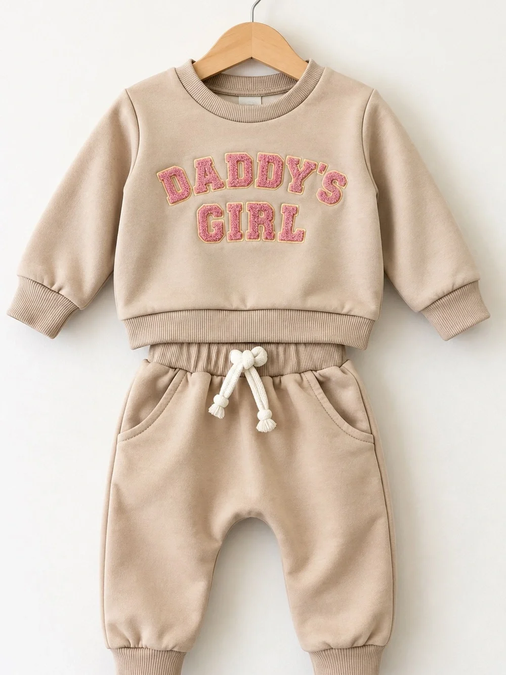 Baby Girl “Daddy’s Girl” Beige Sweatshirt & Jogger Set 6–9 Months